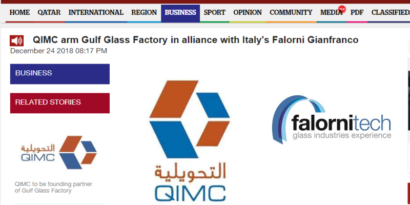 Qatar select Falorni Tech for Gulf Glass Factory